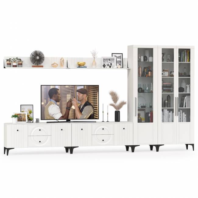 Валенсия стенка для гостиной № 86 цвет белый шагрень Валенсия стенка для гостиной № 86 цвет белый шагрень