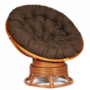 Кресло-качалка PAPASAN/ПАПАСАН w 23/01 B /с подушкой/ 115х78х104 см, Cognac (коньяк), ткань Коричневый, 3М7-147 Cognac (коньяк)