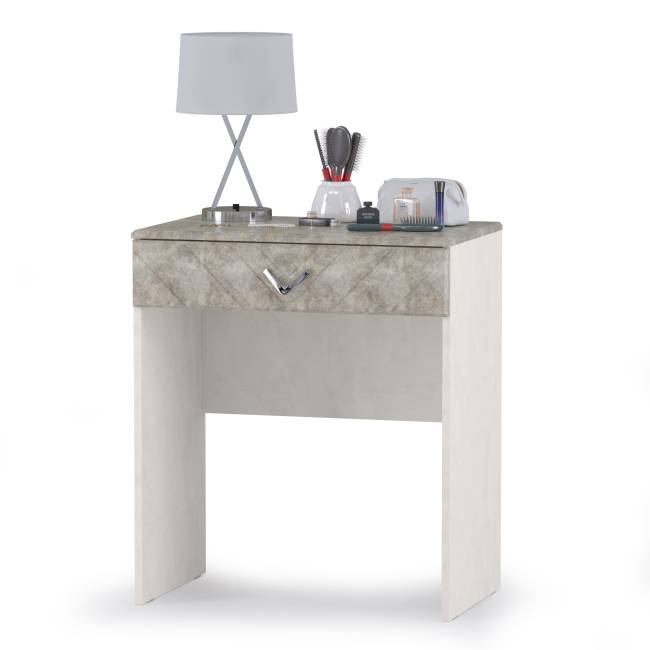 Стол туалетный с комодом и зеркалом Амели Моби цвет шёлковый камень/бетон чикаго беж