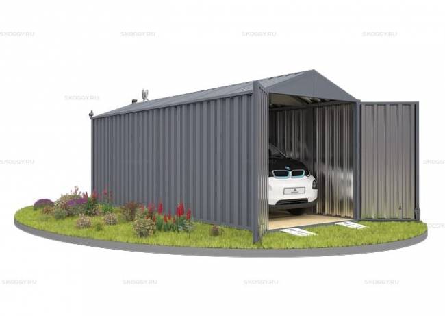 Хозблок SKOGGY секционный с двускатной крышей 6 х 2 м, брутальный серый