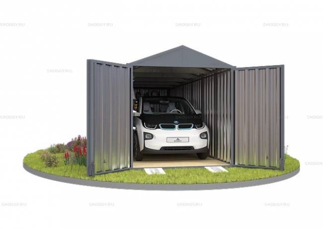 Хозблок SKOGGY секционный с двускатной крышей 6 х 2 м, брутальный серый