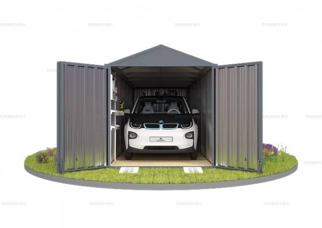 Хозблок SKOGGY секционный с двускатной крышей 6 х 2 м, брутальный серый