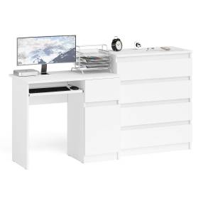 Компьютерный стол Мори МС-1 правый с комодом 4-ре ящика цвет белый Компьютерный стол Мори МС-1 правый с комодом 4-ре ящика цвет белый