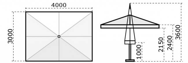 Зонт профессиональный телескопический 3х4 м Leonardo Telescopic антрацит, слоновая кость 3000х4000 мм Зонт профессиональный телескопический 3х4 м Leonardo Telescopic антрацит, слоновая кость 3000х4000 мм