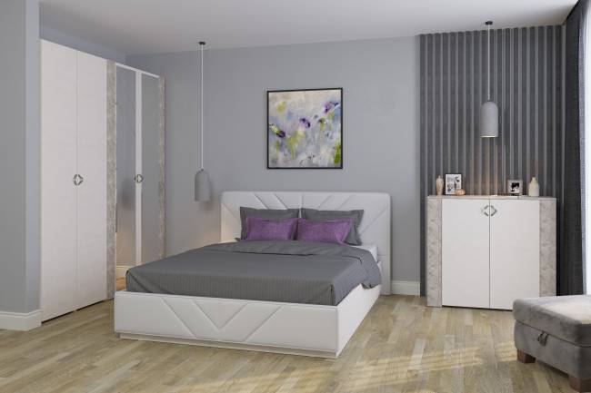 Тумба-комод Амели Моби 13.107 цвет шёлковый камень/бетон чикаго беж