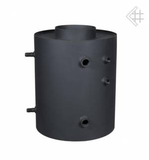 Теплообменник водный для дымохода с вертикальными трубами, со змеевиком