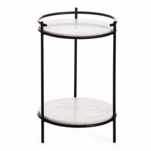 Столик кофейный Secret De Maison FASELIS ( mod. 11886 ) алюминиевый сплав/мрамор, 38*38*56 см, черный/белый мрамор