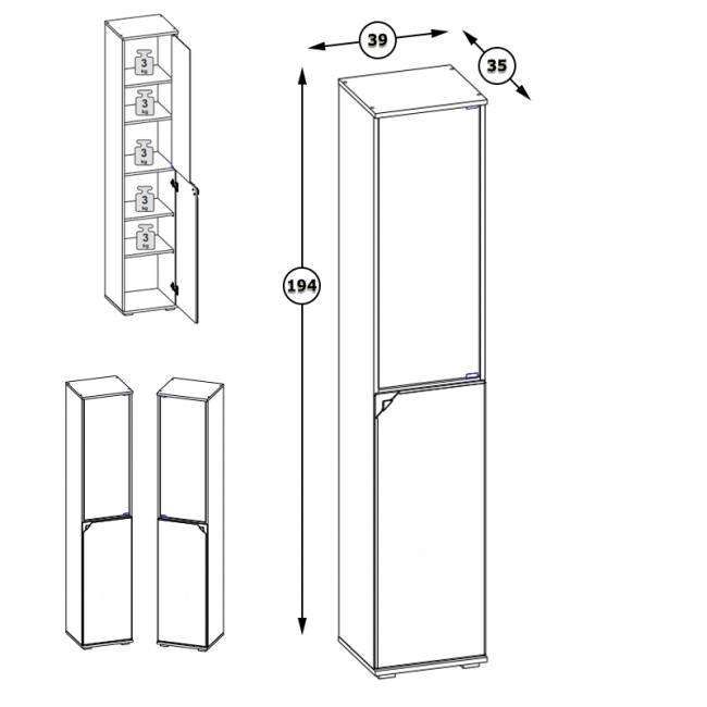 Шкаф Бостон 13.155 цвет дуб эндгрейн элегантный/фасады МДФ милк рикамо софт