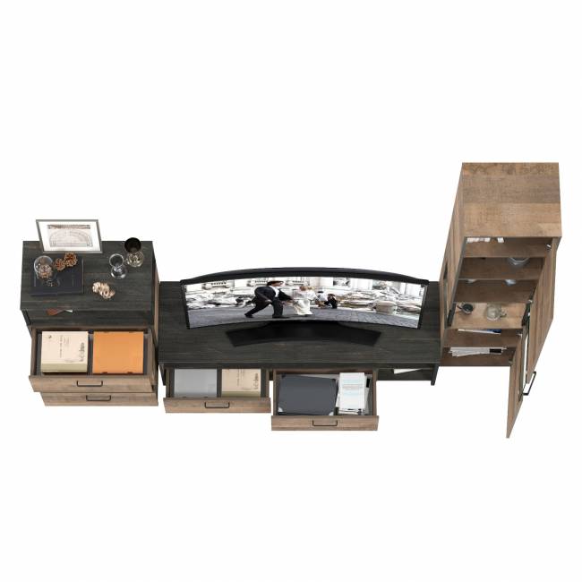 Стенка для гостиной с подсветкой Трувор № 24 цвет дуб гранж песочный/интра Стенка для гостиной с подсветкой Трувор № 24 цвет дуб гранж песочный/интра