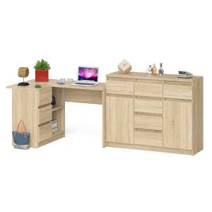 Тумба-комод Мори 1200 с угловым компьютерным столом МС-16 с тумбой слева Мори цвет дуб сонома Тумба-комод Мори 1200 с угловым компьютерным столом МС-16 с тумбой слева Мори цвет дуб сонома
