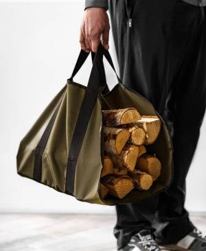 Сумка-переноска для дров "Vienna", ткань, зеленая