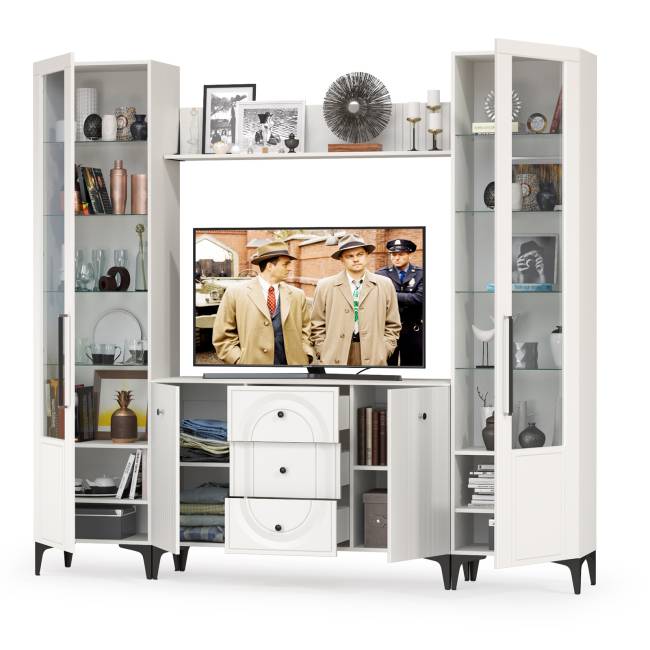 Стенка для аппаратуры Валенсия № 100 цвет белый шагрень Стенка для аппаратуры Валенсия № 100 цвет белый шагрень