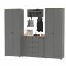 Комод четыре ящика с настенной вешалкой и двумя платяными шкафами Остин цвет серый графит/дуб крафт золотой Комод четыре ящика с настенной вешалкой и двумя платяными шкафами Остин цвет серый графит/дуб крафт золотой