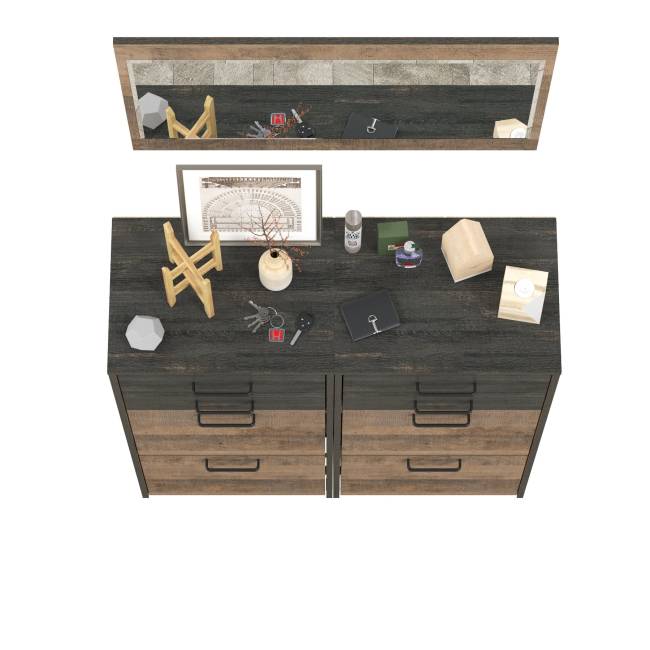 Зеркало Трувор с двумя обувницами с ящиками цвет дуб гранж песочный/интра