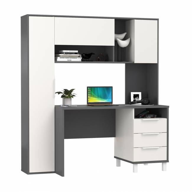 Стол рабочий Комфорт 12.95N цвет тёмно-серый/белый премиум Стол рабочий Комфорт 12.95N цвет тёмно-серый/белый премиум