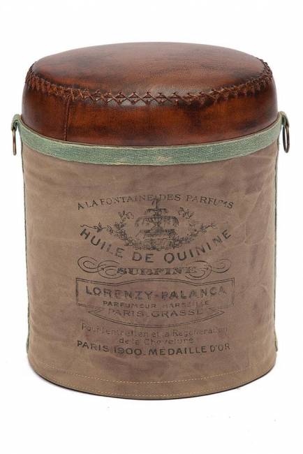 Пуф Secret De Maison CHAPELLE ( mod. M-6400 ) металл/кожа буйвола/ткань хлопок, 46 хD36см, коричневый, ткань: винтаж коричневый металл/кожа буйвола/ткань хлопок Пуф Secret De Maison CHAPELLE ( mod. M-6400 ) металл/кожа буйвола/ткань хлопок, 46 хD36см, коричневый, ткань: винтаж коричневый металл/кожа буйвола/ткань хлопок