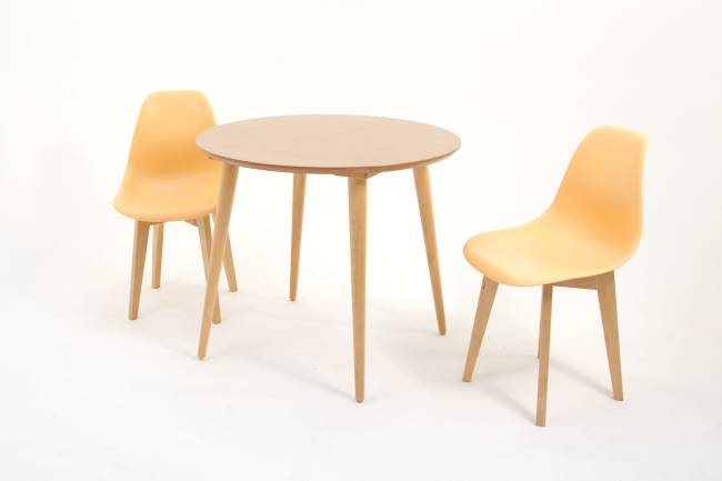Стол Монте К 100 натур со стульями Сашш натур персик