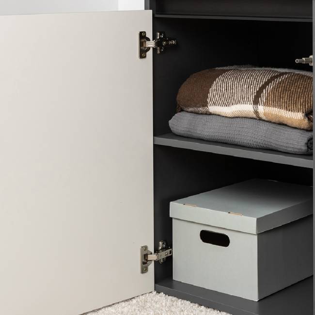 Два шкафа со стеклом Сидней и ТВ-тумба с двумя навесными полочками цвет антрацит/МДФ веллюто капучино Два шкафа со стеклом Сидней и ТВ-тумба с двумя навесными полочками цвет антрацит/МДФ веллюто капучино