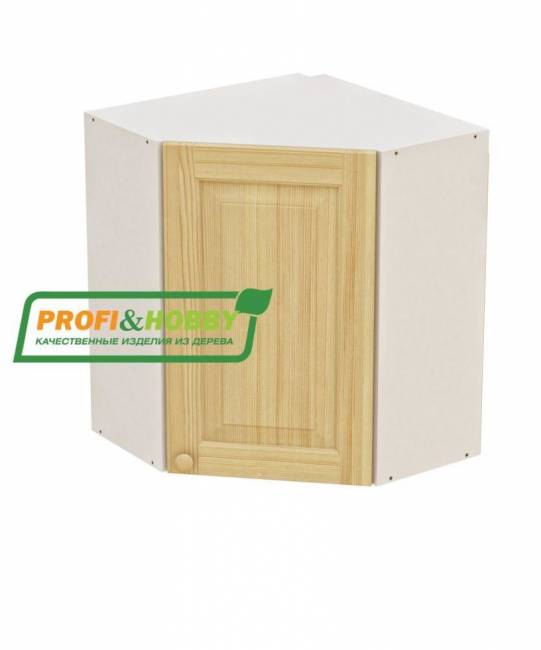 Шкаф навесной угловой 610х610х720 + фасад сосна без покраски Шкаф навесной угловой 610х610х720 + фасад сосна без покраски