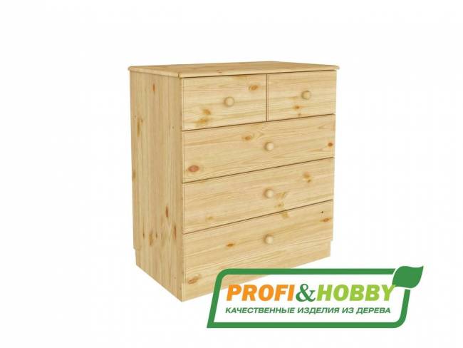 Комод 5 ящиков сосна Бесцветный лак