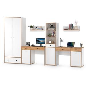 Мебель для детской комнаты для двоих детей Вуди № 30 цвет белый премиум/дуб крафт золотой