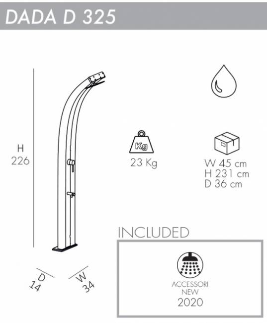 Душ уличный Dada D 325 антрацит 140х340х2260 мм Душ уличный Dada D 325 антрацит 140х340х2260 мм
