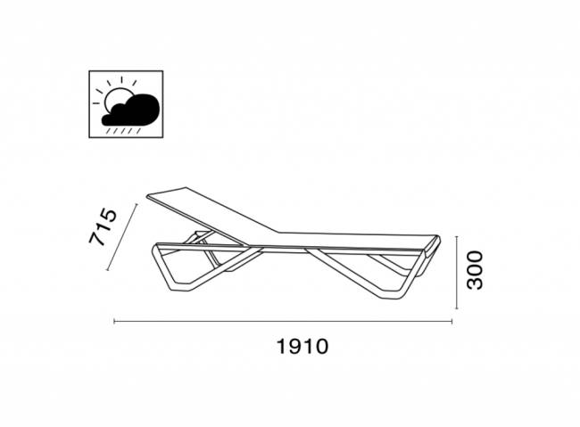Шезлонг-лежак металлический Wave белый, серый 1910х715х300 мм