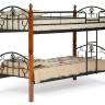 Кровать BOLERO двухярусная дерево гевея/металл, 90*200 см (bunk bed), красный дуб/черный дуб темный дерево гевея/металл