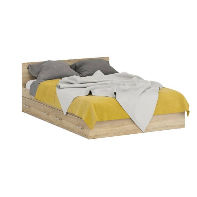 Двуспальная кровать с ящиками 1400 с угловым шкафом Стандарт цвет дуб сонома Двуспальная кровать с ящиками 1400 с угловым шкафом Стандарт цвет дуб сонома