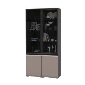 Горка в гостиную Сидней цвет антрацит/МДФ веллюто капучино Горка в гостиную Сидней цвет антрацит/МДФ веллюто капучино