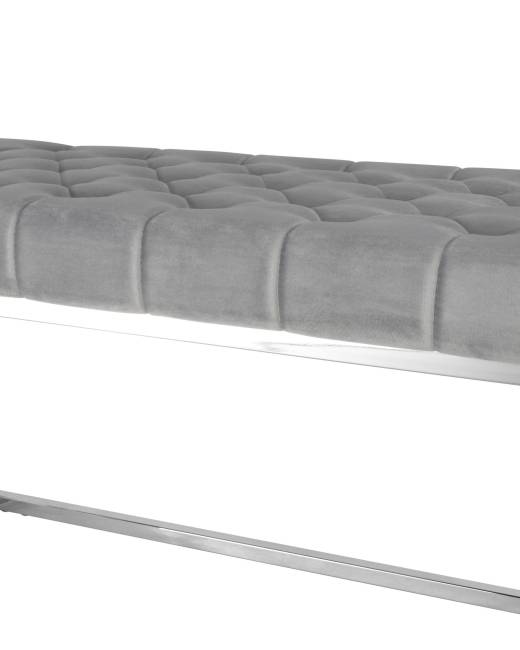 Банкетка ИНСИГНИЯ велюр серый сталь серебро Банкетка ИНСИГНИЯ велюр серый сталь серебро