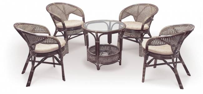 Комплект для террасы  02/15 (4+1) темный коньяк