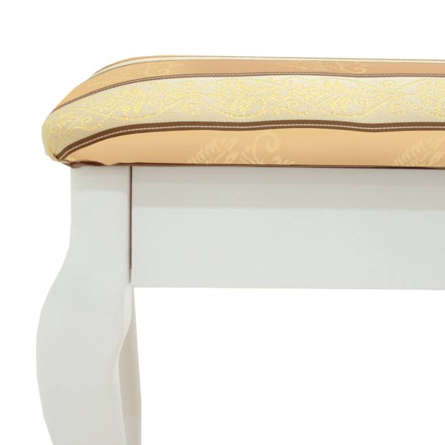 Банкетка Ретро с ящиком белый, ткань полоса бежевый
