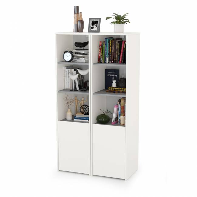 Два стеллажа Торонто 13.13 цвет белый шагрень/стальной серый