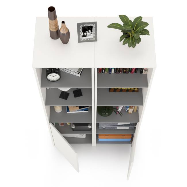 Два стеллажа Торонто 13.13 цвет белый шагрень/стальной серый