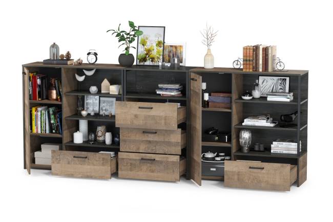 Два комода с ящиком и дверкой и комод с тремя ящиками Трувор цвет дуб гранж песочный/интра