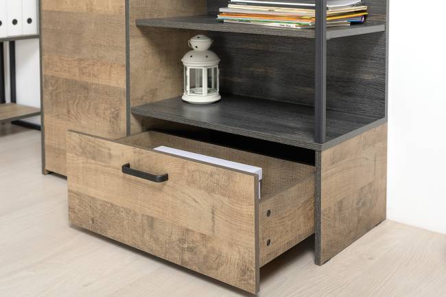 Стенка в гостиную с подсветкой в стиле лофт Трувор № 53 цвет дуб гранж песочный/интра