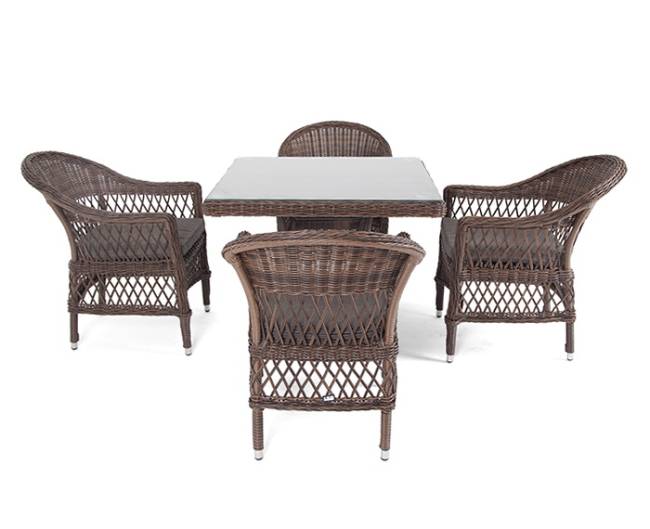 "Сицилия" обеденная группа плетеная, цвет коричневый