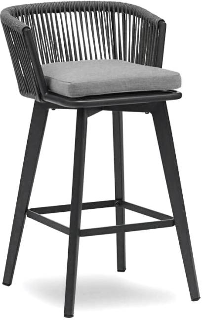 Кресло барное плетеное с подушкой Diva антрацит, темно-серый, серый 570х575х985 мм