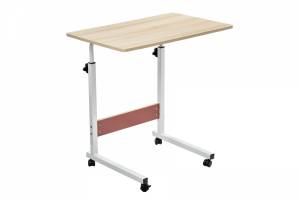 Стол многофункциональный на колесах, 60x40 см, «РОЛЛ», 2 ножки, регул.высота, мдф, металл, св. дерево, белый Стол многофункциональный на колесах, 60x40 см, «РОЛЛ», 2 ножки, регул.высота, мдф, металл, св. дерево, белый