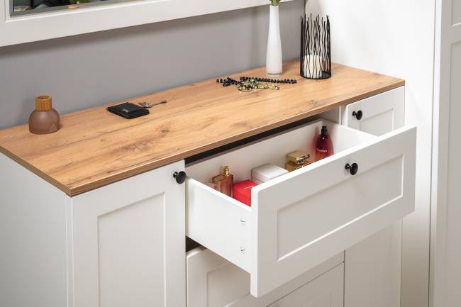 Два больших комода Остин цвет белый шагрень/дуб крафт золотой