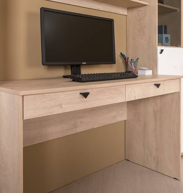 Стенка для домашнего офиса Бостон № 40 цвет дуб эндгрейн элегантный/фасады МДФ милк рикамо софт