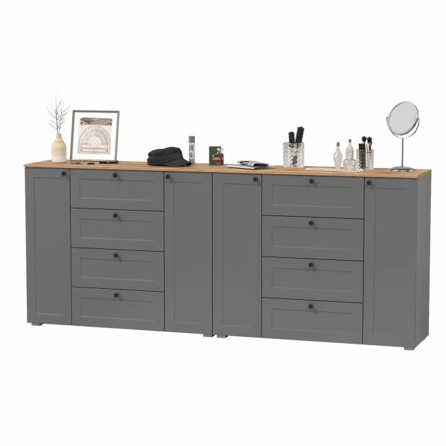 Два больших комода Остин цвет серый графит/дуб крафт золотой Два больших комода Остин цвет серый графит/дуб крафт золотой