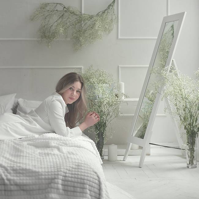 Зеркало напольное BeautyStyle 1 белый 130 см х 35 см