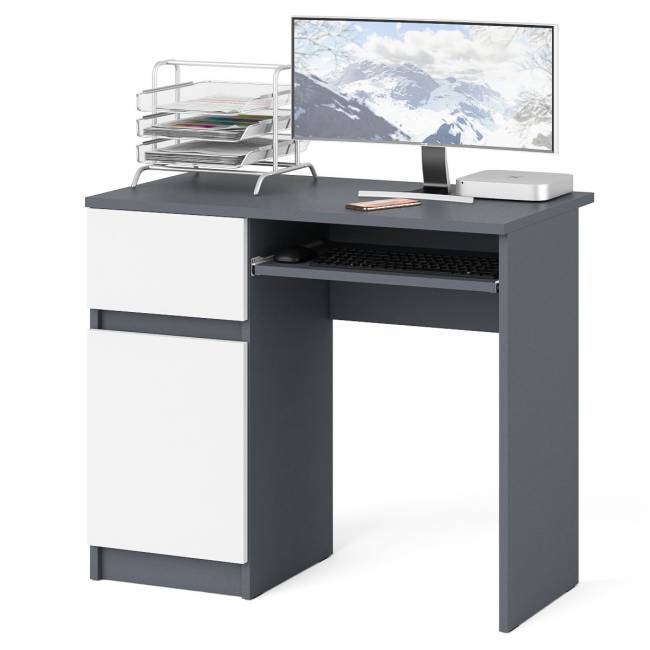 Стол компьютерный Мори МС-1 левый цвет графит/белый Стол компьютерный Мори МС-1 левый цвет графит/белый