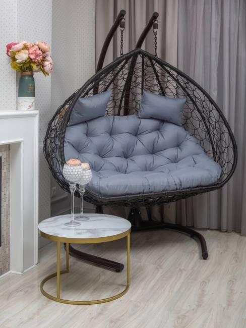 Подвесное двухместное кресло из искусственного ротанга "BUENO GRANDE", коричневый