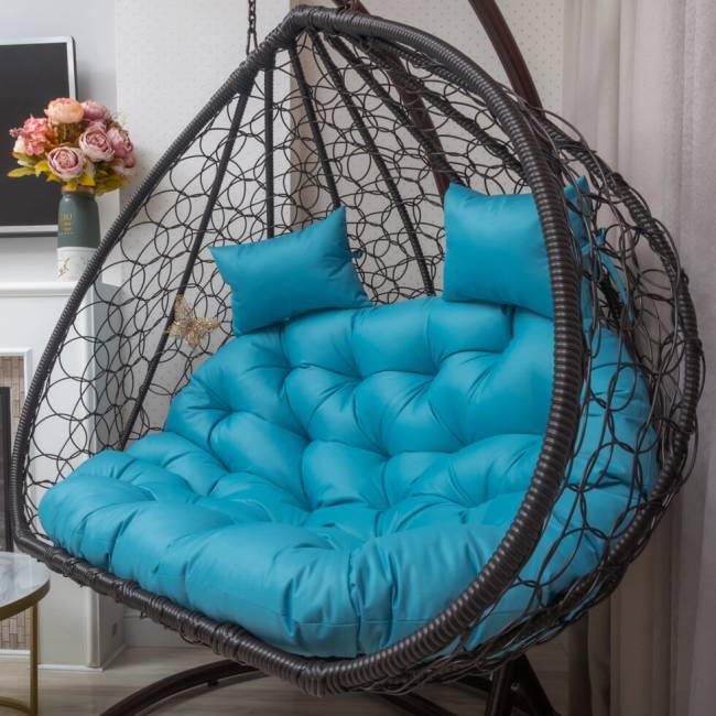 Подвесное двухместное кресло из искусственного ротанга "BUENO GRANDE", коричневый