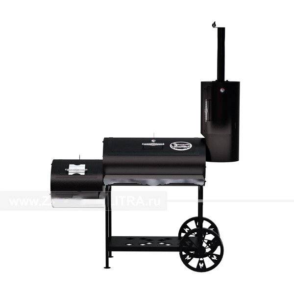 Гриль-Смокер XXL, из стали толщиной 4 мм, с топкой слева, в термостойкой покраске