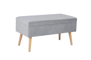 Банкетка Сторми с ящиком, велюр серый