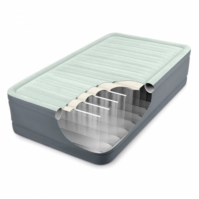 64902, Intex, Надувная кровать 99х191х46см "Premaire Elevated" встр.нас. 220В, до 136кг